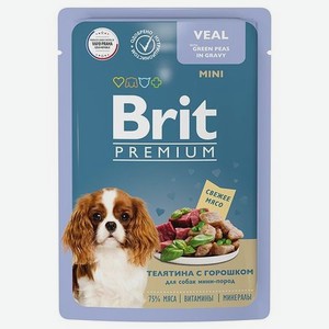 Корм для собак Brit 85г Premium Dog мини пород телятина с зеленым горошком в соусе