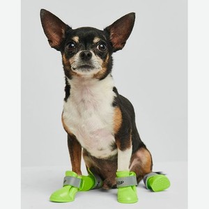 Ботинки для собак 4шт:Неоновый зелёный:s