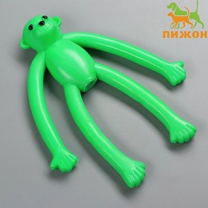 Игрушка Пижон для собак «Обезьяна» с пищалкой 19.5 см силикон зелёная