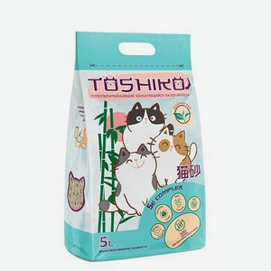 Наполнитель для кошек Toshiko Зеленый чай комкующийся древесный 5л