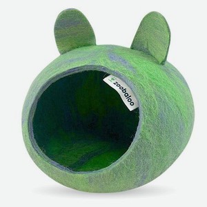 Домик для грызунов ZOOBALOO из шерсти мультиколор зеленый с ушками 25х25х15 см