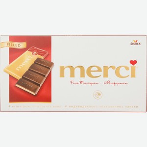 Шоколад тёмный Merci с марципаном, 112г