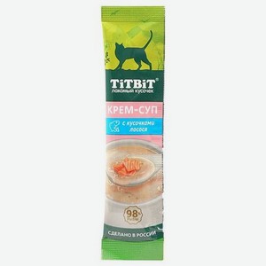 Лакомство для кошек Titbit 10г с кусочками лосося крем-суп
