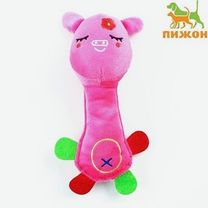 Мягкая игрушка для собак Пижон «Свинья с длинной шеей» розовая 24 см