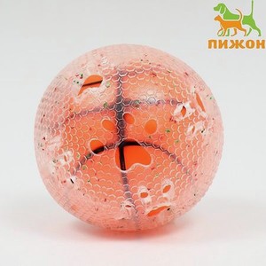 Игрушка Пижон для собак «Мяч баскетбол-лапки 2 в 1» TPR+винил 7.5 см прозрачная/оранжевая