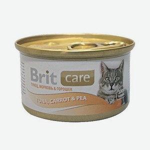 Корм влажный для кошек Brit Care 80г с тунцом морковью и горошком консервированный