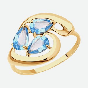 Кольцо SOKOLOV из золота с голубыми топазами 714626, размер 17.5