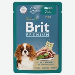 Корм для собак Brit 85г Premium Dog миниатюрных пород утка с яблоком в соусе