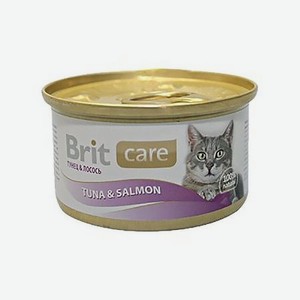Корм влажный для кошек Brit Care 80г с тунцом и лососем консервированный