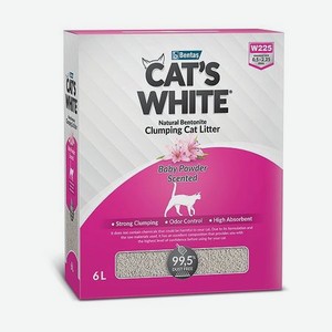 Наполнитель для кошек Cats White Box комкующийся с ароматом детской присыпки 6л