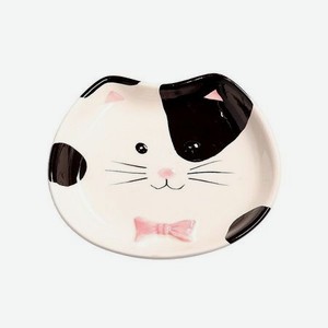 Миска для кошек Mr.Kranch Мордочка кошки керамическая 130мл Черно-белая