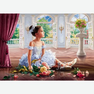 Алмазная мозаика 40х50 см Милая балерина с цветами ACD5024