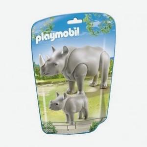 Игровой набор конструктор Playmobil Зоопарк: Носорог с носорожком 6638pm