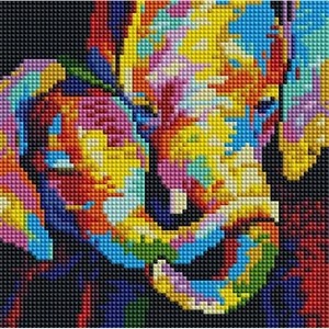 Алмазная мозаика 20х20 см квадратные стразы Радужные слоны UC246