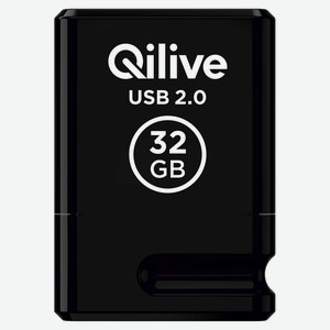Флешка Qilive USB 2.0 Mini с колпачком пластик черная, 32GB