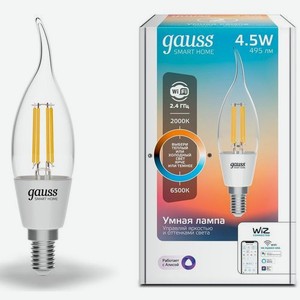 Умная лампа GAUSS Smart Home E14 белая 4.5Вт 495lm Wi-Fi (1шт) [1280112]