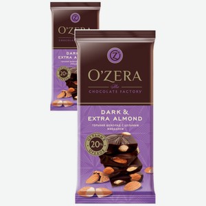 OZera», шоколад горький с цельным миндалем Dark & Extra Almond, 2 упаковки по 90 г.