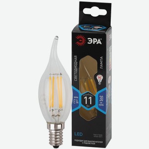 Лампочка светодиодная ЭРА F-LED BXS-11W-840-E14 Е14 / Е14 11Вт филамент свеча на ветру нейтральный б