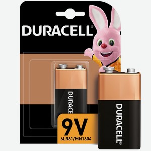 Батарейки Duracell 9V 6LR61-1BL /6LF22-1BL