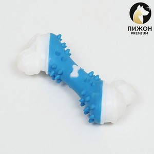 Игрушка Пижон двухслойная твердый и мягкий пластик «Кость» 12 см голубая