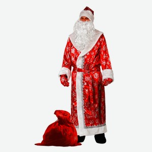 Карнавальный костюм  Дед Мороз сатин , красный, р.54-56, рост 188 см 2186080