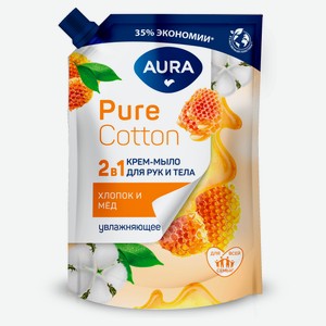 Крем-мыло Aura Pure Cotton 2в1 для рук и тела Хлопок и мед, 450 мл