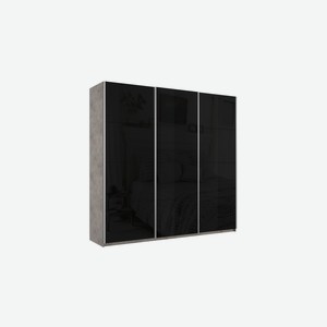 Шкаф-купе 3-х створчатый широкий Прайм черный / бетон