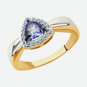 Кольцо SOKOLOV Diamonds из золота с бриллиантами и танзанитом 6014119, размер 16.5