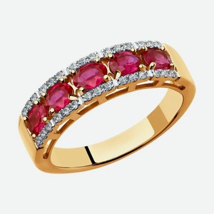Кольцо SOKOLOV Diamonds из золота с бриллиантами и рубинами 4010605, размер 17.5