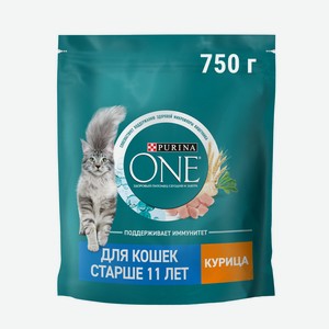 Корм сухой Purina One для пожилых кошек старше 11 лет с курицей и цельными злаками, 750г Россия