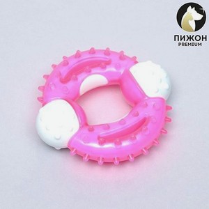 Игрушка Пижон двухслойная твердый и мягкий пластик «Кольцо с шипами» 10 см розовая