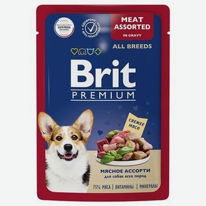 Корм для собак Brit 85г Premium Dog всех пород мясное ассорти в соусе