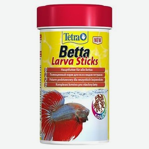 Корм для рыб Tetra 100мл Betta LarvaSticks для петушков и других лабиринтовых рыб в форме мотыля