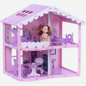 Кукольный домик  Анжелика  розово-сиреневый (с мебелью) арт.000255