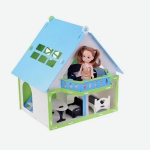 Кукольный домик  Дачный дом Варенька  бело- голубой (с мебелью) 000257