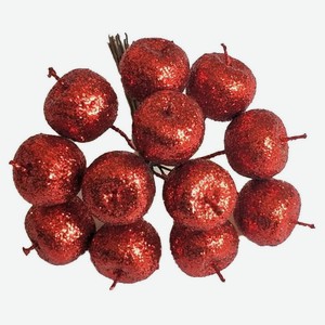 Букет «Азалия Декор» яблоки с глиттером на вставках красные D2,2xL10,5 см, 12 шт
