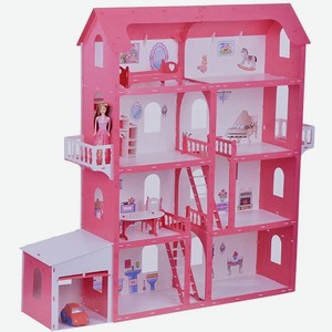 Кукольный домик  Коттедж Александра  бело-красный (с мебелью) 000252