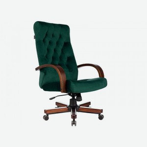 Кресло руководителя T-9928WALNUT/FABR Зеленый, ткань / Коричневый, дерево