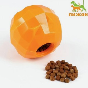 Игрушка Пижон для лакомств и сухого корма «Апельсин» 7.5 см оранжевая