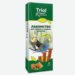 Лакомство для попугаев Triol 80г Standard мелких и средних с мёдом 3шт