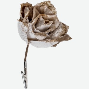 Цветок 11см на зажиме Купман роза шампань с блестками Купман Интернэшнл , 1 шт