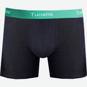 Трусы-боксеры мужские Tuosite цвет: чёрный/зелёная резинка размер: L