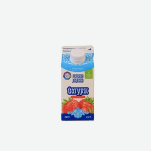 Йогурт питьевой «Рузское молоко» с клубникой 2,2% БЗМЖ, 330 г