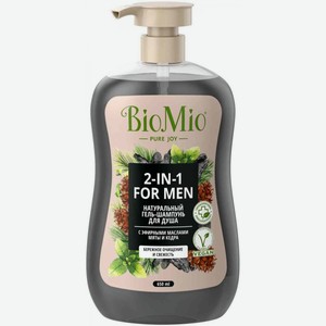 Гель-шампунь для душа мужской 2в1 BioMio с эфирными маслами мяты и кедра, 650 мл
