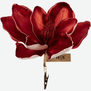 Цветок 22см на зажиме Купман магнолия красная Купман Интернэшнл , 1 шт