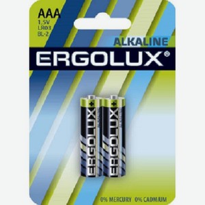 Батарейка <Ergolux> Alkaline LR03 мизинч ААА 2шт 1.5В Китай