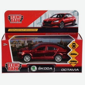 Машина модель  Технопарк  металл Skoda Octavia Хром красный, 12см, открыв. двери, инерц. 268480 арт.octavia-rd-ch