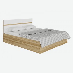 Двуспальная кровать Ненси Дуб золотой / Белый глянец 160х200 см Без подъемного механизма