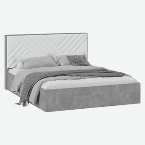 Двуспальная кровать Хилтон Ателье светлый / Белый, экокожа С подъемным механизмом