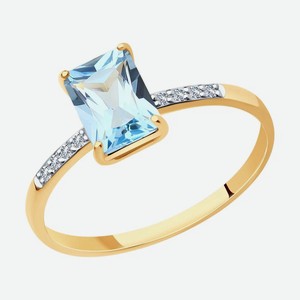 Кольцо SOKOLOV Diamonds из золота с бриллиантами и топазом 71-00007, размер 18